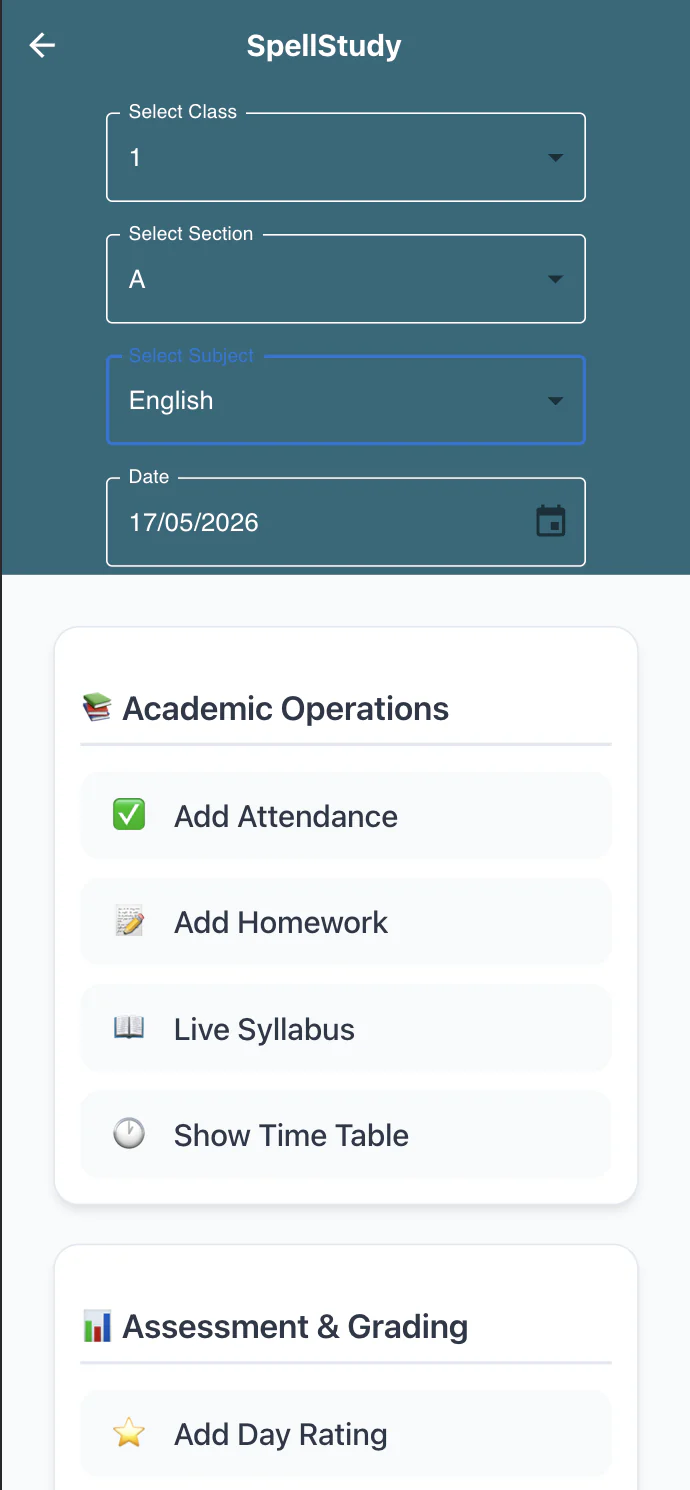 Teacher App — Academic Operations